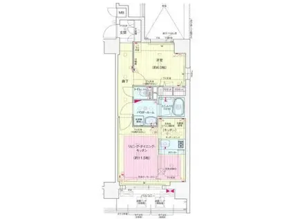 プレサンス錦ラウム(1LDK/15階)の間取り写真