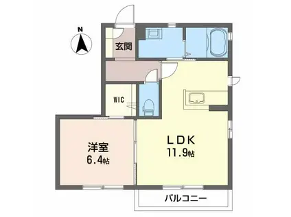 イノセントS III(1LDK/1階)の間取り写真