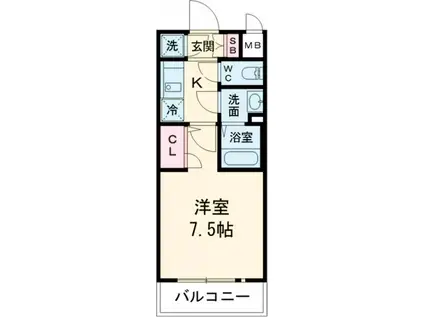 エスプレイス神戸ハーバーウエスト(1K/4階)の間取り写真