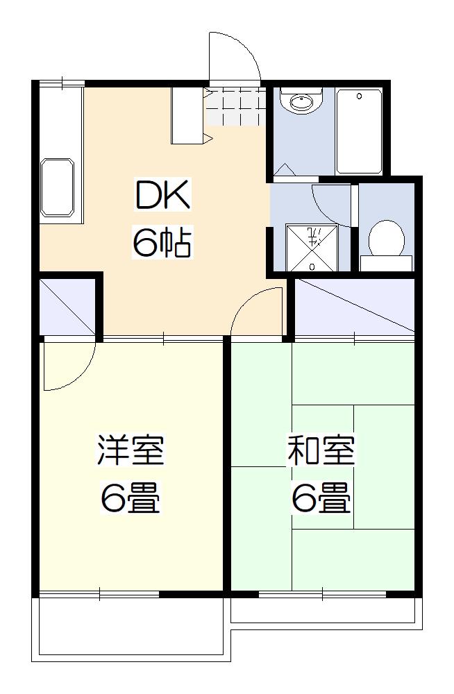 クレセント山下A(2DK/2階)の間取り写真