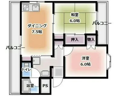 立花ハイツ(2DK/1階)の間取り写真