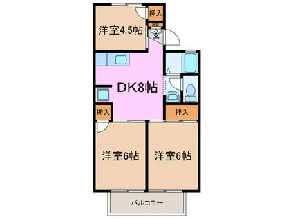 ジュネスマルフクCD(3DK/2階)の間取り写真