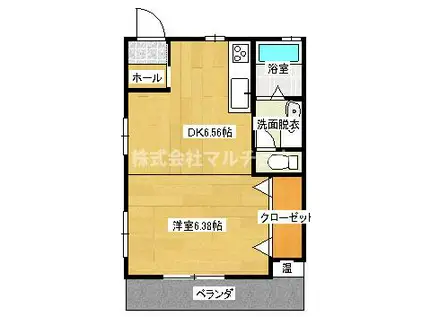 コーポユウ(1DK/2階)の間取り写真