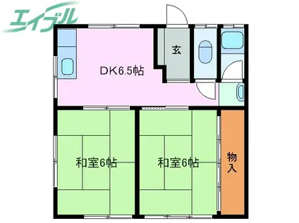 コーポ古川(2DK/2階)の間取り写真