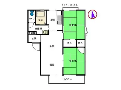 TSS別府 I(2LDK/2階)の間取り写真