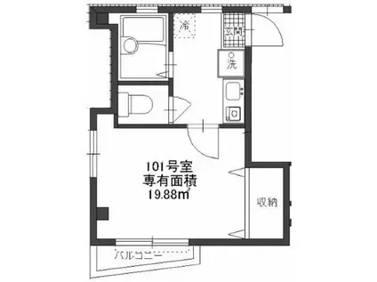 エルピア阿佐ヶ谷(1K/1階)の間取り写真