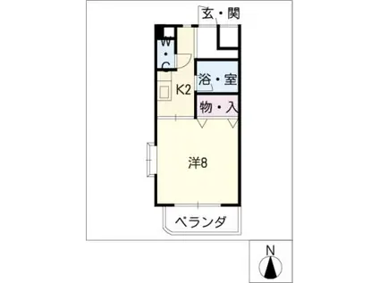 ドミール昭和(1K/1階)の間取り写真