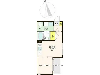 GREEN ACEII(1DK/2階)の間取り写真