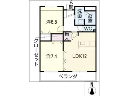 ラピスコート滝ノ水(2LDK/2階)の間取り写真