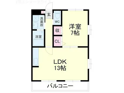 ラ・セフィーロVII(1LDK/1階)の間取り写真