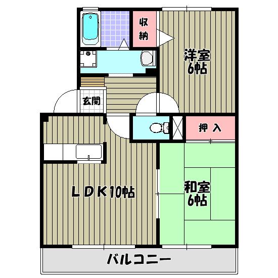 サンモール西井(2LDK/2階)の間取り写真