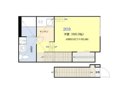 グランコンフォール東墨田(1K/2階)の間取り写真