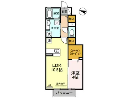 アネックス日前(1LDK/1階)の間取り写真