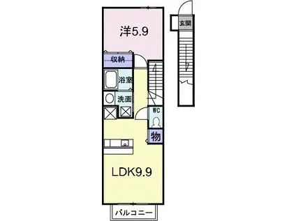 リアルエステート II(1LDK/2階)の間取り写真