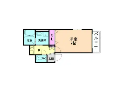 サンガ・クレール福島(1K/2階)の間取り写真