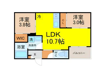 REGALEST観音(2LDK/1階)の間取り写真