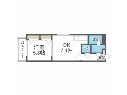 レジデンス高石(1DK/3階)の間取り写真