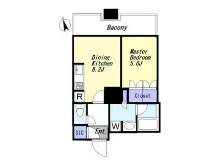 ザ・パークハウス西新宿タワー60(1DK/23階)の間取り写真