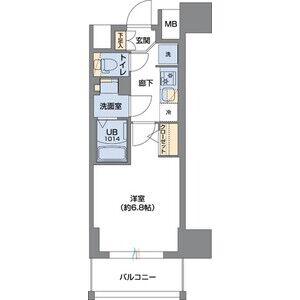 METROSA谷町六丁目サウス(1K/10階)の間取り写真