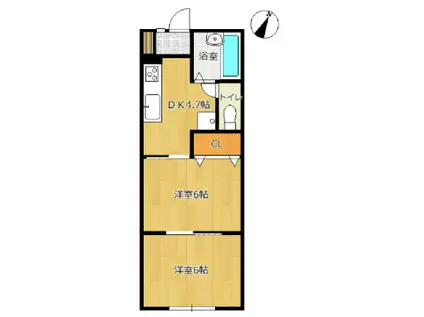 エスティアム諸富I(2DK/2階)の間取り写真