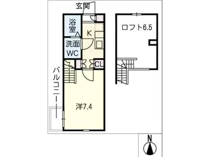 ランドスクエア下市場(1K/2階)の間取り写真