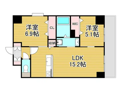 グランシャール京町(2LDK/5階)の間取り写真