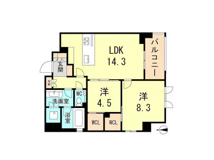 シャーメゾンステージ香櫨園(2LDK/2階)の間取り写真