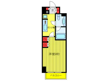王子神谷パークサイドハイツ(1K/8階)の間取り写真