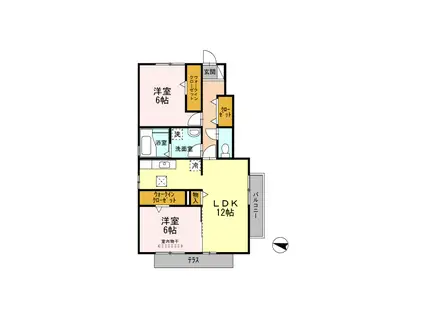 デルニエアビデ(2LDK/1階)の間取り写真