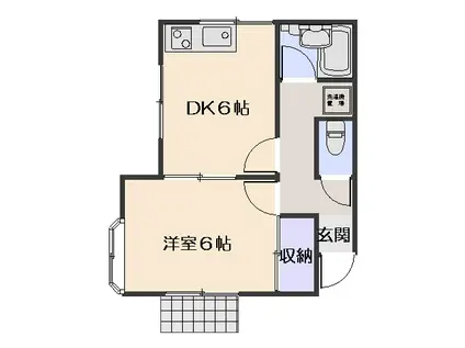 コーポイシカワ(1DK/1階)の間取り写真