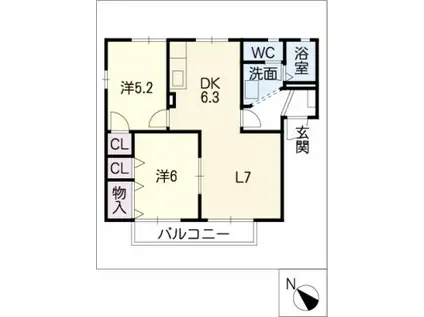 ファミール(2LDK/2階)の間取り写真