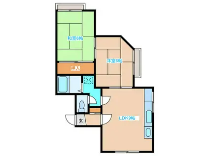 旭ヶ丘ハイツ(2LDK/1階)の間取り写真