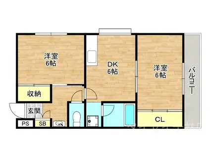 ティソフィアI(2DK/4階)の間取り写真