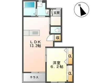 サンリバーII(1LDK/1階)の間取り写真