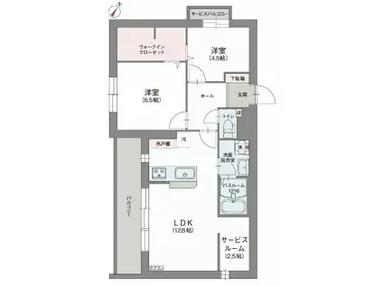 ラ ヴェリテ ヤハタ(2LDK/3階)の間取り写真