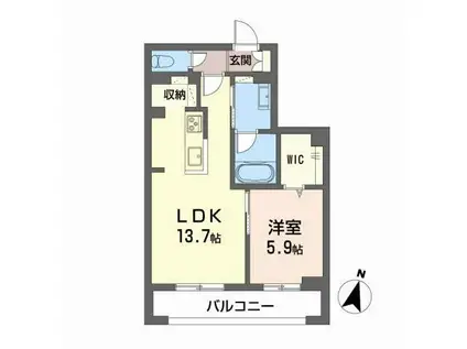 ソール デ リーヴル 西町(1LDK/2階)の間取り写真