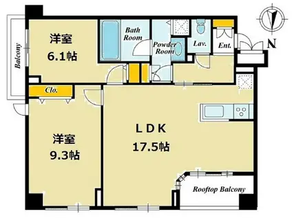 KDXレジデンス半蔵門(2LDK/8階)の間取り写真