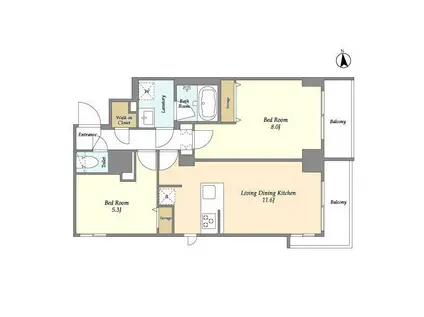 LA DOUCEUR田端(2LDK/9階)の間取り写真