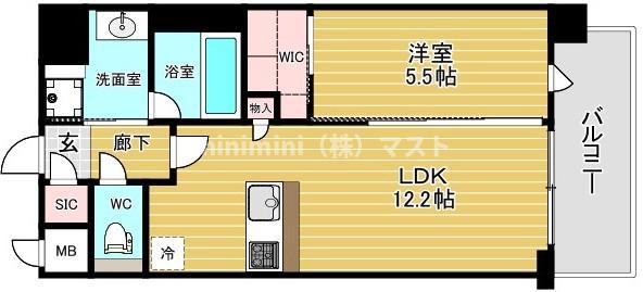 スプランディッド天王寺サウス(1LDK/5階)の間取り写真