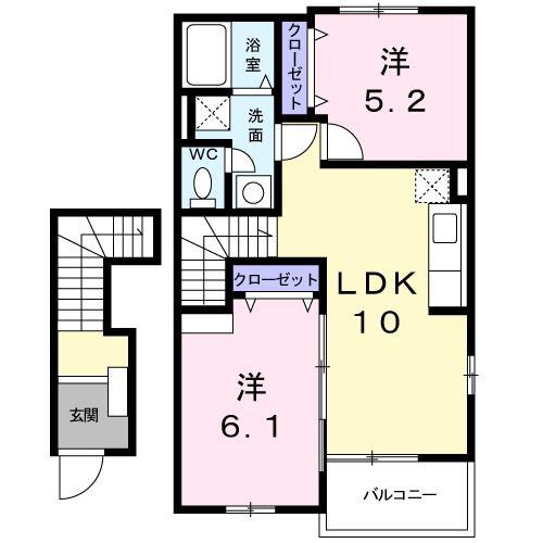 ファミーユMC(2LDK/2階)の間取り写真