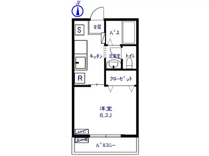 グランドール川本(1K/2階)の間取り写真