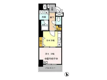 フロイデ浅草(1DK/3階)の間取り写真