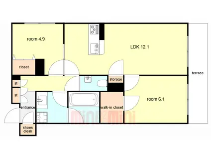 SHAMAISON GARDENS 旭が丘II(2LDK/1階)の間取り写真