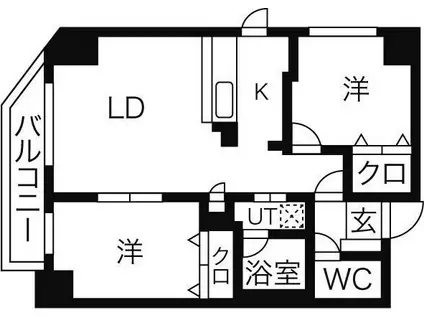 スカイコート(2LDK/9階)の間取り写真