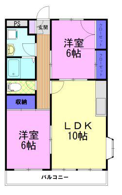 メゾンド・ダイハチ(2LDK/4階)の間取り写真