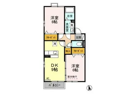 ウィステリア(2DK/2階)の間取り写真