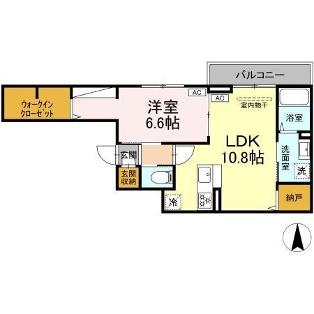 セレスティア谷在家II(1LDK/3階)の間取り写真