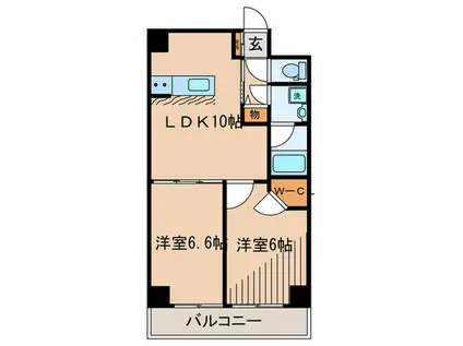 グランディール(2LDK/7階)の間取り写真