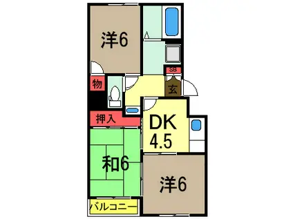 ヴァンベール88A(3DK/2階)の間取り写真