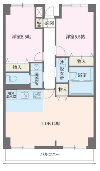 スカイコート(2LDK/5階)の間取り写真